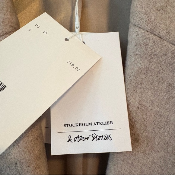 NWT, & Other Stories Cult Oversized beige Wool Single Breasted Blazer, Size 10 - Picture 11 of 14